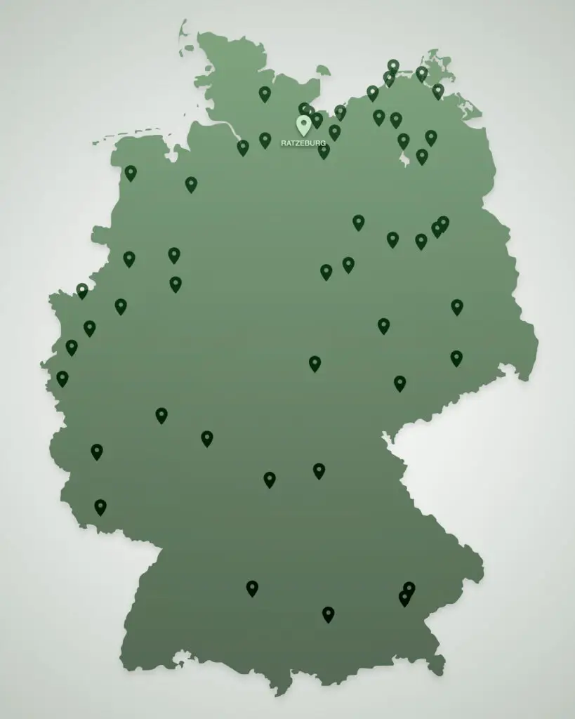 Deutschlandkarte mit Service Stationen von SI Vacuum